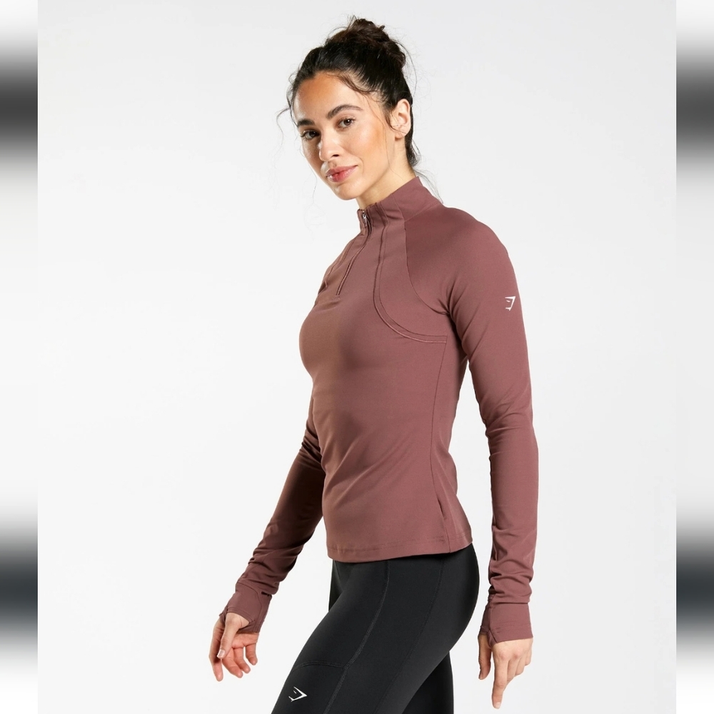NWOT Gymshark Running 1/4 Zip - Magenta Brown Size Small
